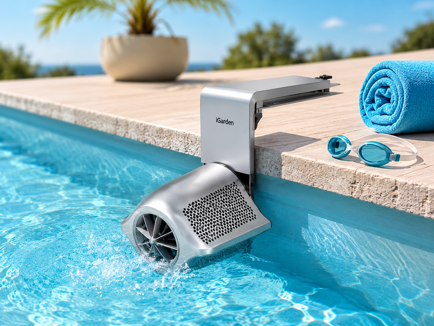 iGarden P200 Swim Jet installed on an inground pool