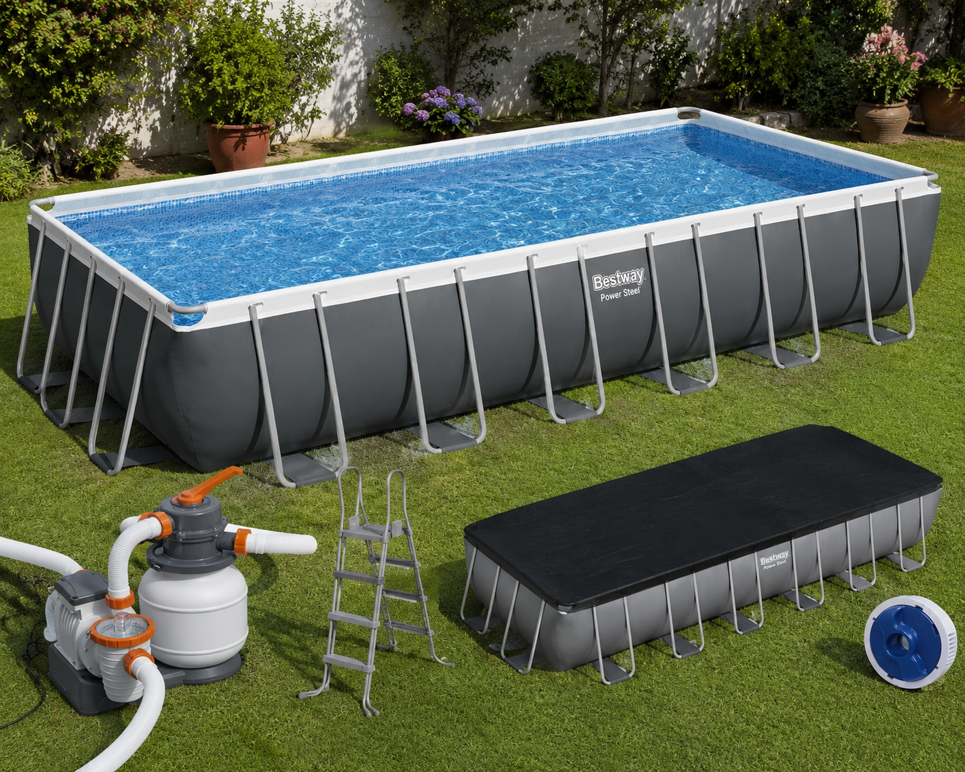 Bestway Power Steel 24' x 12' x 52' rectangular above-ground pool